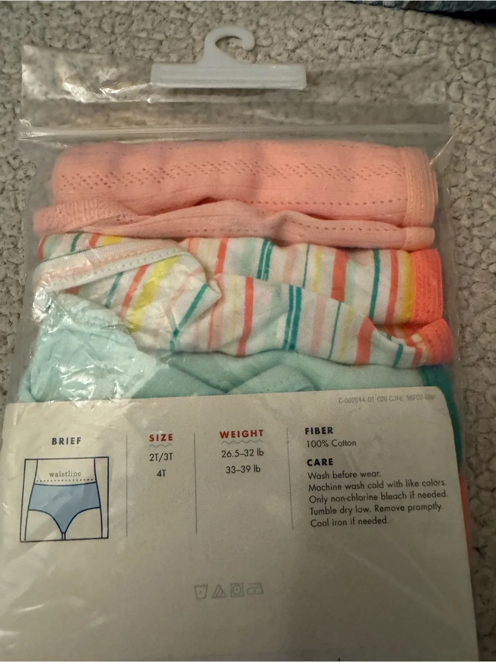 Cat & Jack Girls' 6 Pack Briefs - Pink, White, Aqua & Multi Size 4T - Picture 3 of 4
